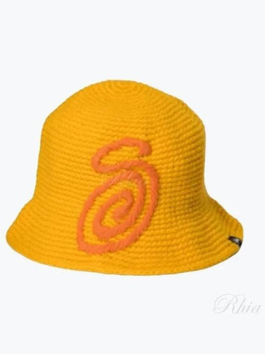 1321208 Yellow Swirly S Knit Bucket Hat - STUSSY - BALAAN 1