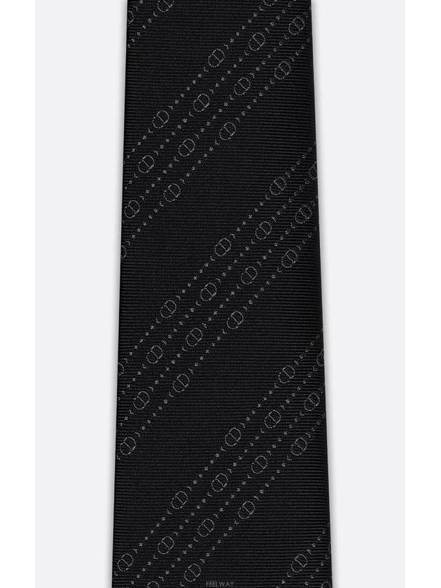 CD Icon Striped Tie Black Gray Silk - DIOR - BALAAN 3