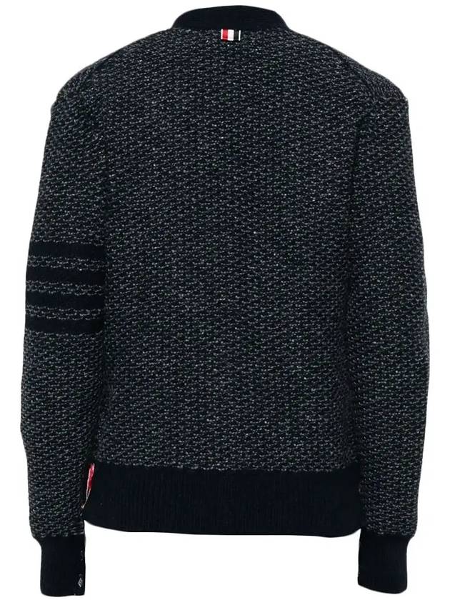 Donegal 4-Bar Relaxed V-Neck Cardigan Navy - THOM BROWNE - BALAAN 4