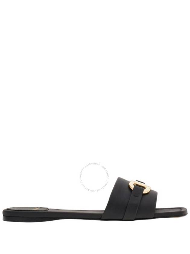 Gancini Ornament Flat Slide Black - SALVATORE FERRAGAMO - BALAAN 2