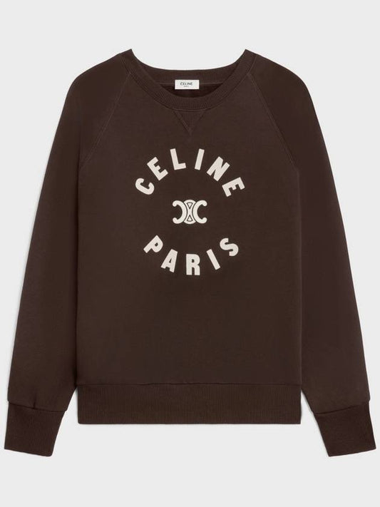 Women s Triomphe Cotton Fleece Sweatshirt Kakao - CELINE - BALAAN 2