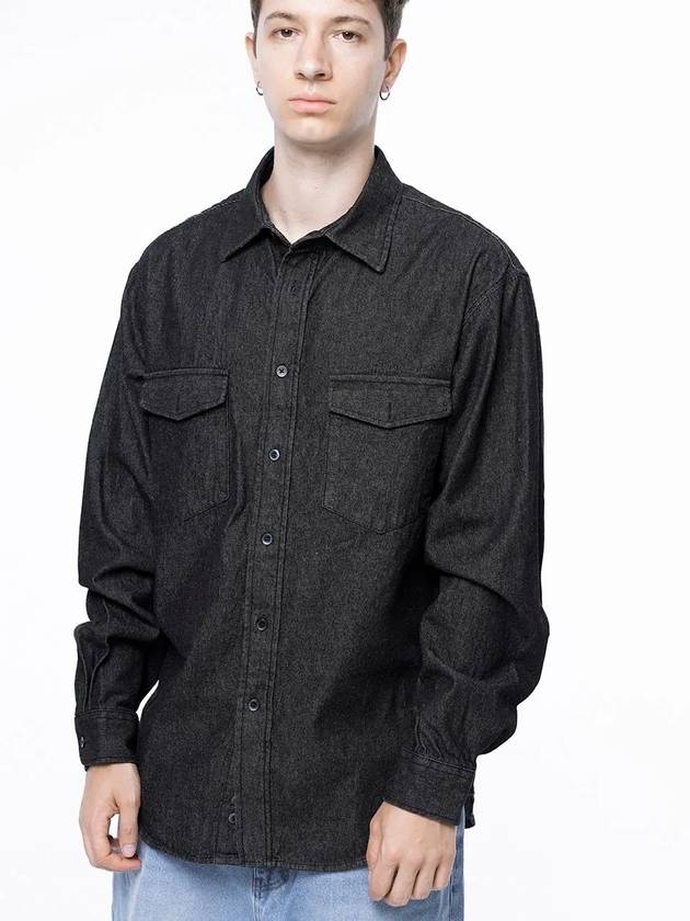 Men s W243SH03BKM Western Pocket Denim Shirt Black Indigo - CHANCE'S NOI - BALAAN 4