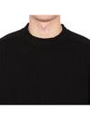 Men's Waffen Patch Crew Neck Raw Cotton Knit Top Black - STONE ISLAND - BALAAN 7