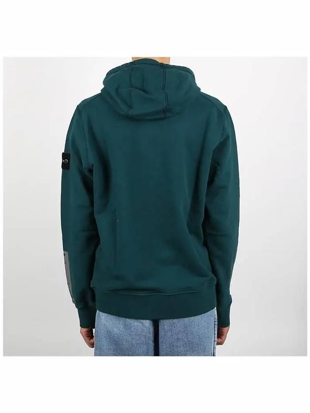 Tape For Print Brushed Cotton Fleece Hoodie Petrol Green - STONE ISLAND - BALAAN 5