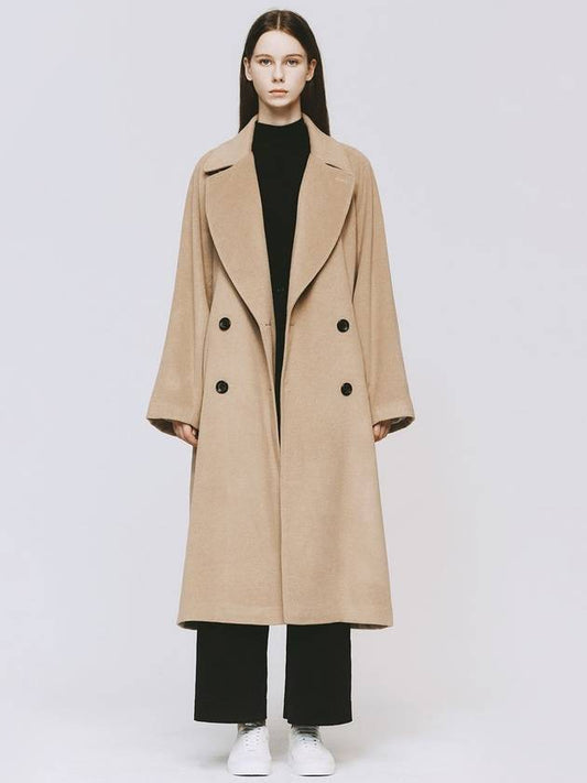 WOMEN DREAM WOOL RAGLAN LONG COAT BEIGE Wool coat - MONOPHOBIA - BALAAN 1