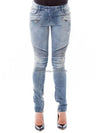 Women's Hidden Fur Light Blue Motorbike Jeans 5657214N C3011 - BALMAIN - BALAAN 2