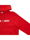 Women's Logo Print Cotton Hooded Top Red - BURBERRY - BALAAN.