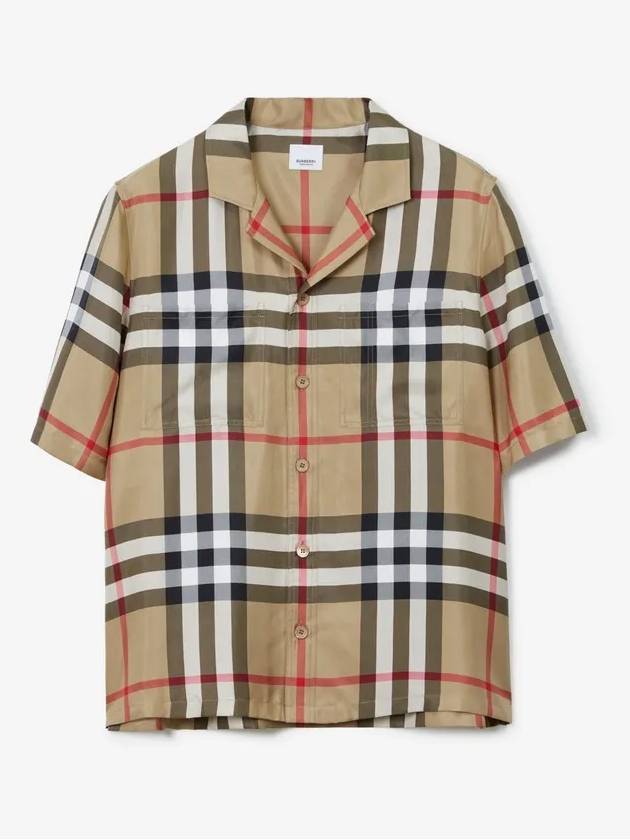 Vintage Check Silk Short Sleeve Shirt Archive Beige - BURBERRY - BALAAN 2