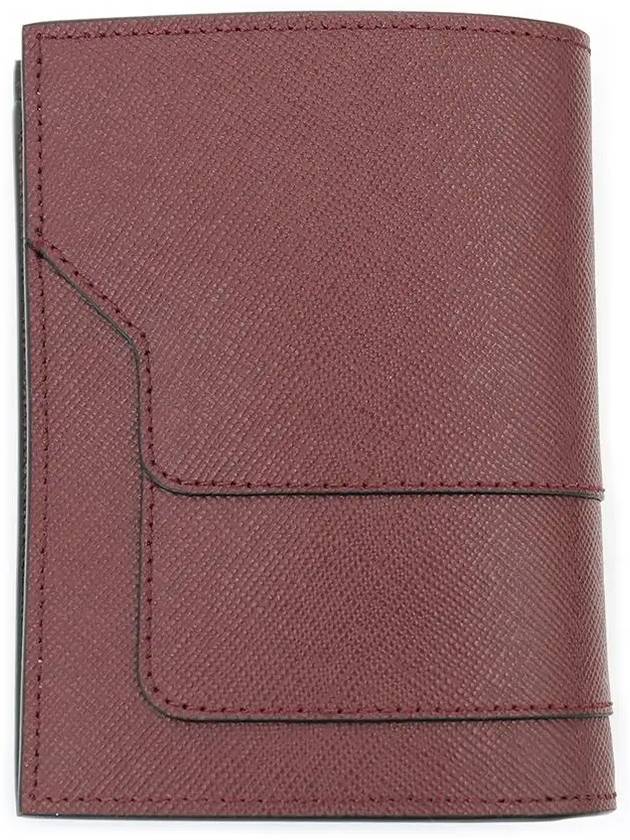 Saffiano Logo Half Wallet Burgundy - MARNI - BALAAN 4