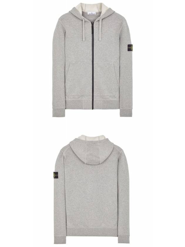 Men Wappen Cotton Fleece Hooded Zip Up Dust Melange - STONE ISLAND - BALAAN 5