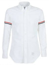 Oxford Striped Grosgrain Armband Classic Long Sleeve Shirt White - THOM BROWNE - BALAAN 2