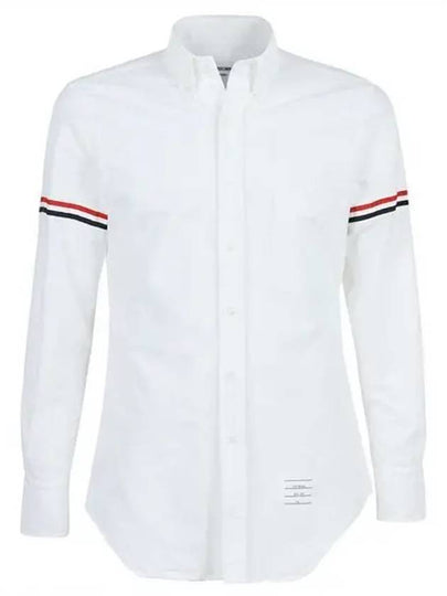 Oxford Striped Grosgrain Armband Classic Long Sleeve Shirt White - THOM BROWNE - BALAAN 2