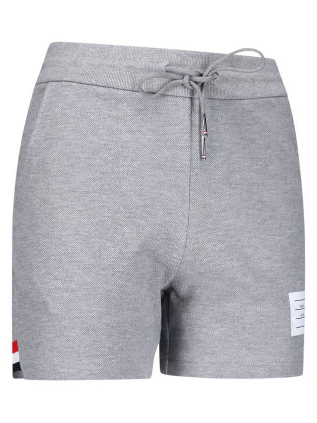 Women's Pique Stripe Rib Gusset Shorts Light Grey - THOM BROWNE - BALAAN 3