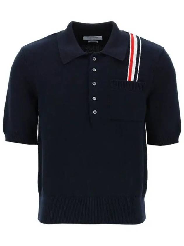 RWB Stripe Polo Shirt Blue - THOM BROWNE - BALAAN 2