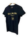 Men's Gold Lettering Logo Short Sleeve T-Shirt Black - BALMAIN - BALAAN 3