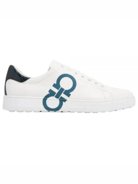 Number Gancini Low Top Sneakers White Mediterranean Blue - SALVATORE FERRAGAMO - BALAAN 2