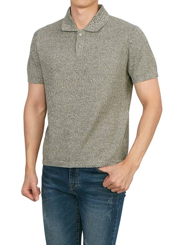 Men's Collar Cotton Blend Short Sleeve PK Shirt Khaki - THEORY - BALAAN 6
