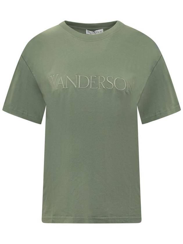 Embroidery Logo Cotton Short Sleeve T-Shirt Green - JW ANDERSON - BALAAN 1