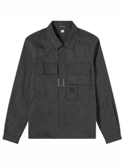 Gabardine Pockets Long Sleeve Shirt Black - CP COMPANY - BALAAN 2