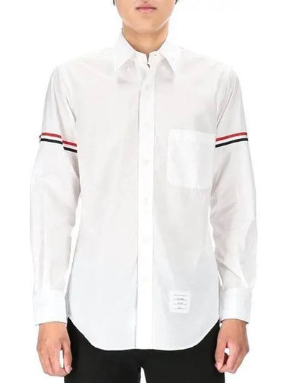 Men's Poplin Grosgrain Armband Classic Long Sleeve Shirt White - THOM BROWNE - BALAAN 2