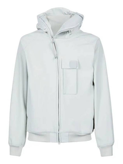 Logo Patch Asymmetric Zip-Up Hoodie Light Grey - CP COMPANY - BALAAN 2