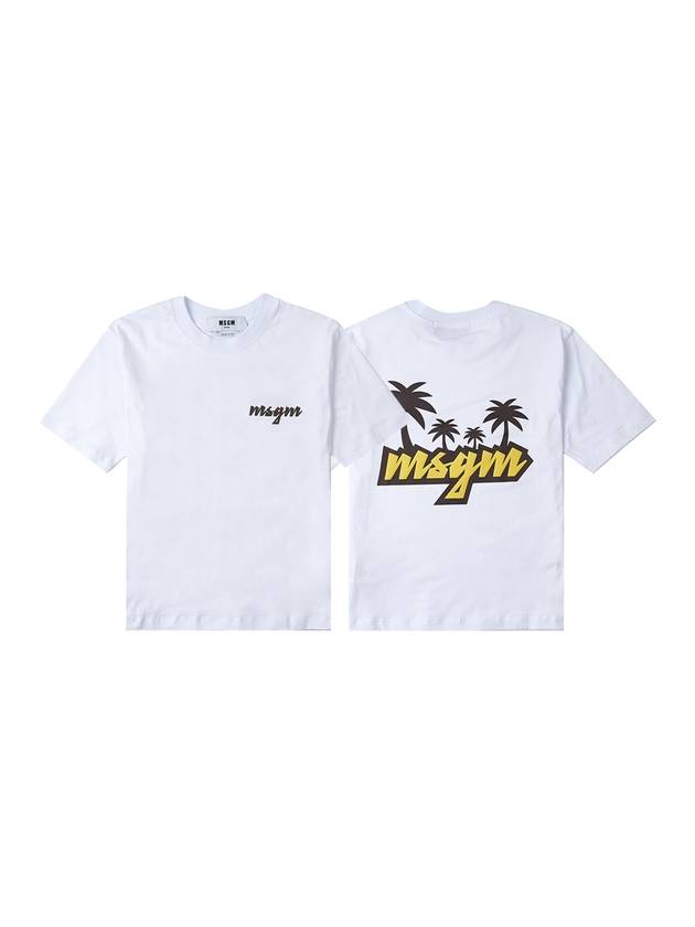 Tropical Logo Cotton Short Sleeve T-Shirt White - MSGM - BALAAN 1