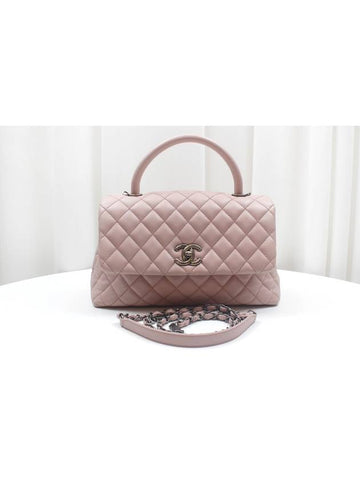 Coco Handle Quilted Caviar Medium Pink Tote Shoulder Bag 23rd A92990 - CHANEL - BALAAN 1