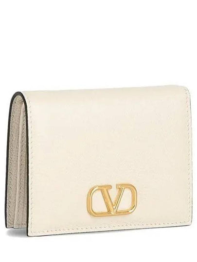 Compact V Logo Signature Calfskin Half Wallet Ivory - VALENTINO - BALAAN 2