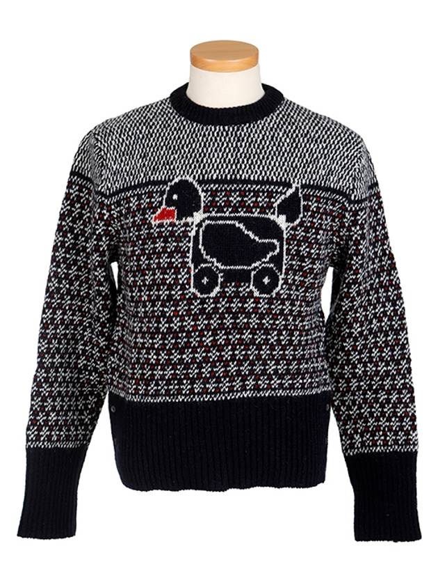 Mohair Duck Toy Motif Tweed Knit Top Navy - THOM BROWNE - BALAAN 2