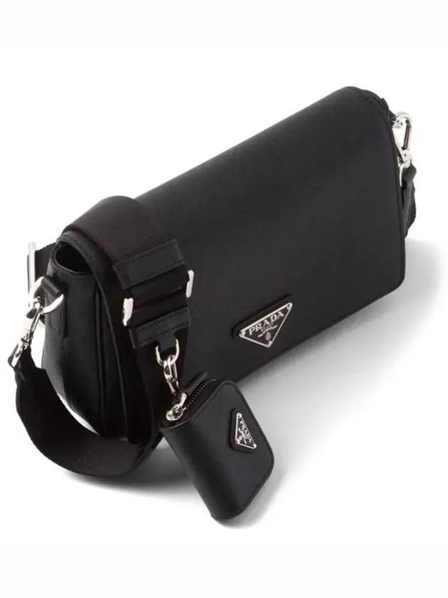 Saffiano Leather Shoulder Bag Black - PRADA - BALAAN 4