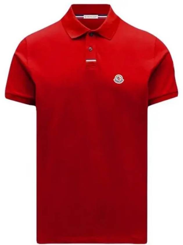 8A00029 899UR 455 Logo Patch Polo T Shirt Red Men s TSH 271928 - MONCLER - BALAAN 1