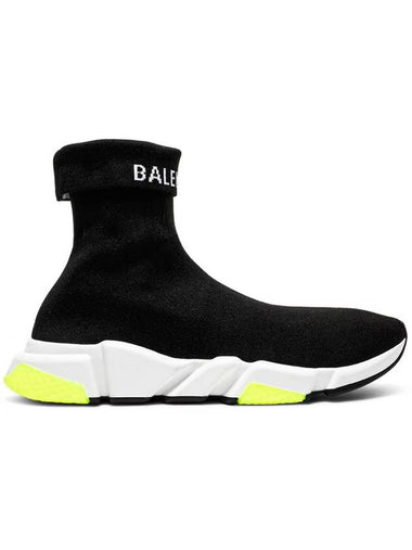 Speed ​​Cuffed Logo High Top Sneakers Neon Yellow Black - BALENCIAGA - BALAAN 1