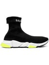 Speed ​​Cuffed Logo High Top Sneakers Neon Yellow Black - BALENCIAGA - BALAAN 1