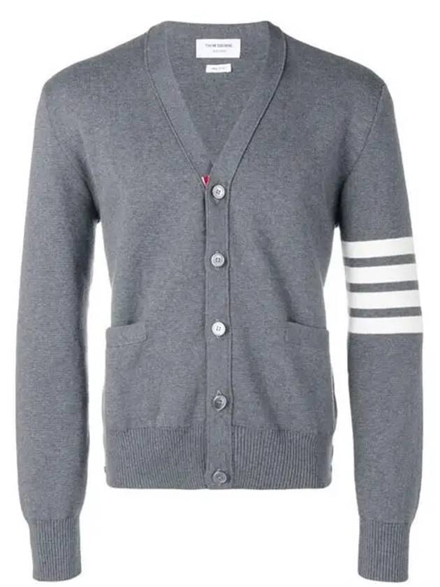 Milano Stitch 4-Bar Cardigan Medium Grey - THOM BROWNE - BALAAN 2