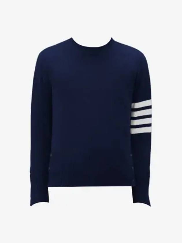 Diagonal Classic Cashmere Knit Top Navy - THOM BROWNE - BALAAN 3