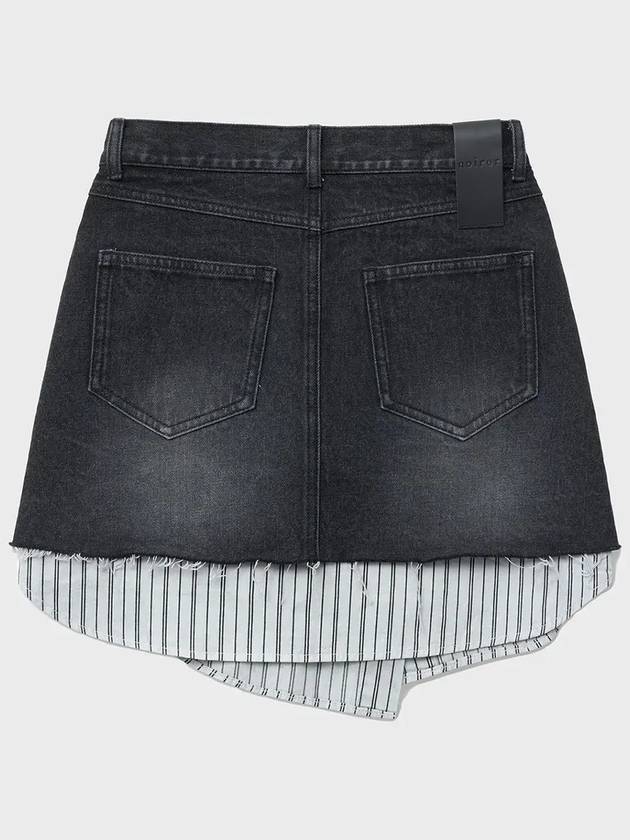 Denim Layered Wrap A Line Skirt Grey - NOIRER FOR WOMEN - BALAAN 4