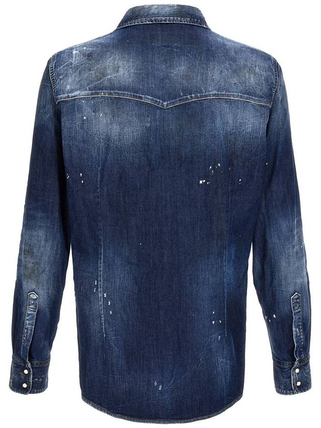 24 ss Denim Shirt WITH Blish Effect S74DM0795S30341470 B0650980205 - DSQUARED2 - BALAAN 3