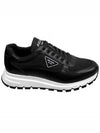 Triangle Logo Fabric Leather Low Top Sneakers Black - PRADA - BALAAN 2