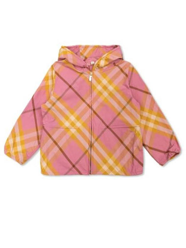 Kids Check Hooded Jacket Pink - BURBERRY - BALAAN 1