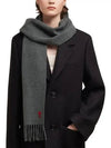 Small Heart Logo Classic Wool Scarf Dark Grey - AMI - BALAAN 3