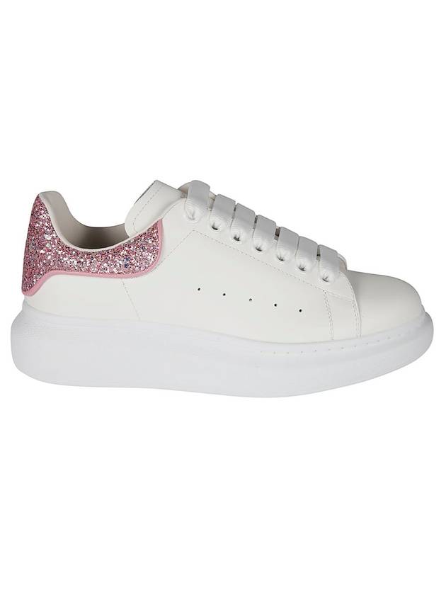 Women's Oversole Pink Glitter Tab Low Top Sneakers White - ALEXANDER MCQUEEN - BALAAN 1