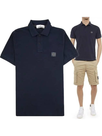 Logo Patch Washing Polo Shirt Navy - STONE ISLAND - BALAAN 2