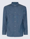 Thomas Pearl Button Denim Long Sleeve Shirt Blue - LORO PIANA - BALAAN 2