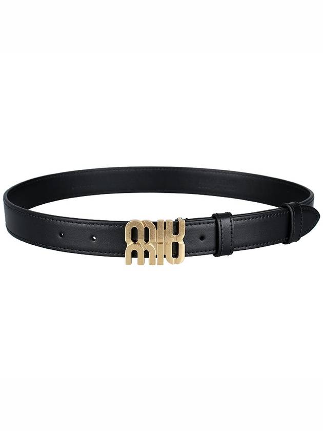 Logo Buckle Leather Belt Black - MIU MIU - BALAAN 9