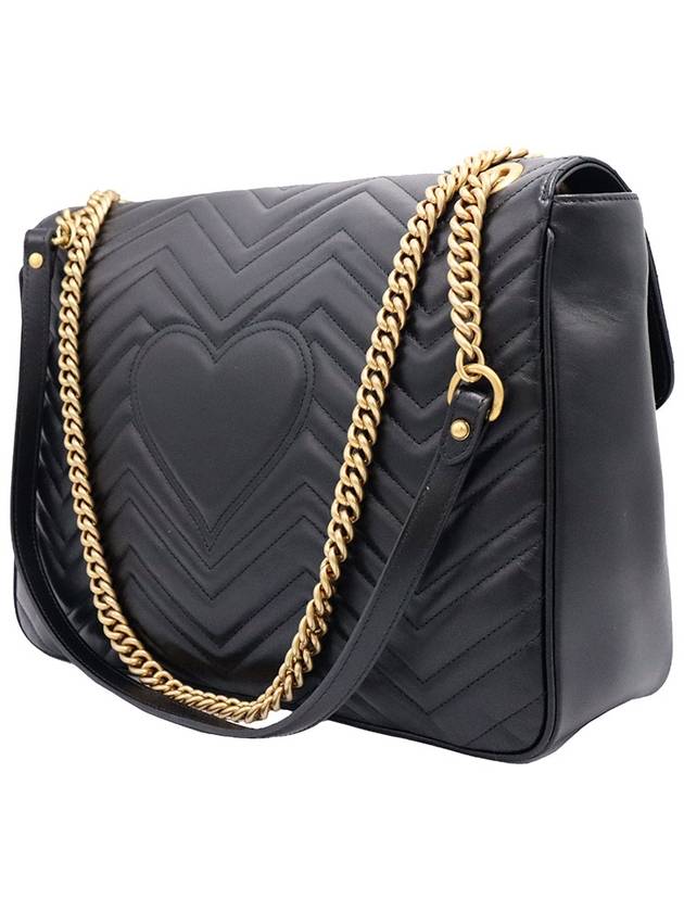 Women s Gucci 498090 Black Matelasse Chevron Gold Chain GG Marmont Large Shoulder Bag gt Gangbuk used luxury goods - GUCCI - BALAAN 6