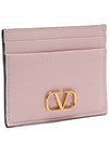 V Logo Signature Card Wallet Baby Pink - VALENTINO - BALAAN 4