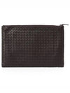 Intrecciato Document Leather Clutch Bag Dark Brown - BOTTEGA VENETA - BALAAN 2