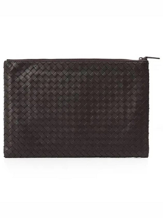 Intrecciato Document Leather Clutch Bag Dark Brown - BOTTEGA VENETA - BALAAN 2