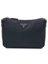 triangle logo leather shoulder bag black - PRADA - BALAAN 3