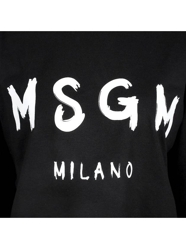 Milano Brushed Logo Cotton Long Sleeve T-Shirt Black - MSGM - BALAAN 7